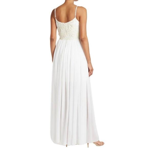 Dress The Population Asha Lace and Chiffon Maxi Dress in White and Ivory, Size S - Picture 3 of 14